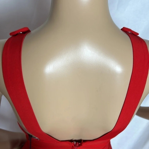 ASOS red halter,fit&flare,cut out dress,  event, coquette - Picture 6 of 10